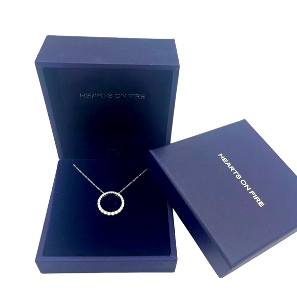 HEARTS ON FIRE 18k White Gold Chain, 1.05 CTW, Diamond Pendant Necklace, PERFECT - Picture 2 of 11